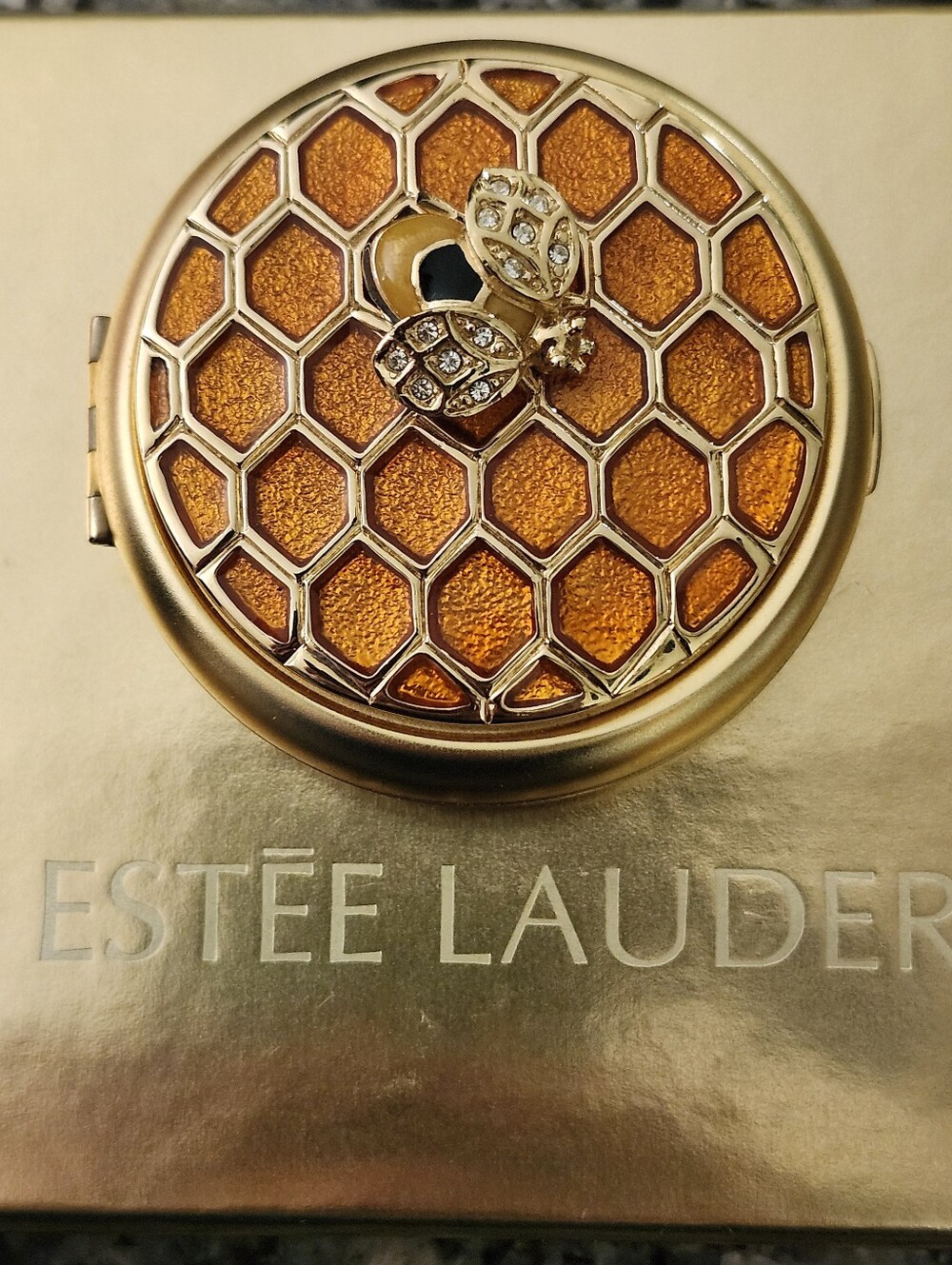 Vtg Rare Estee Lauder Honeycomb Bee Mirror Compact Designed By Jay Strongwater